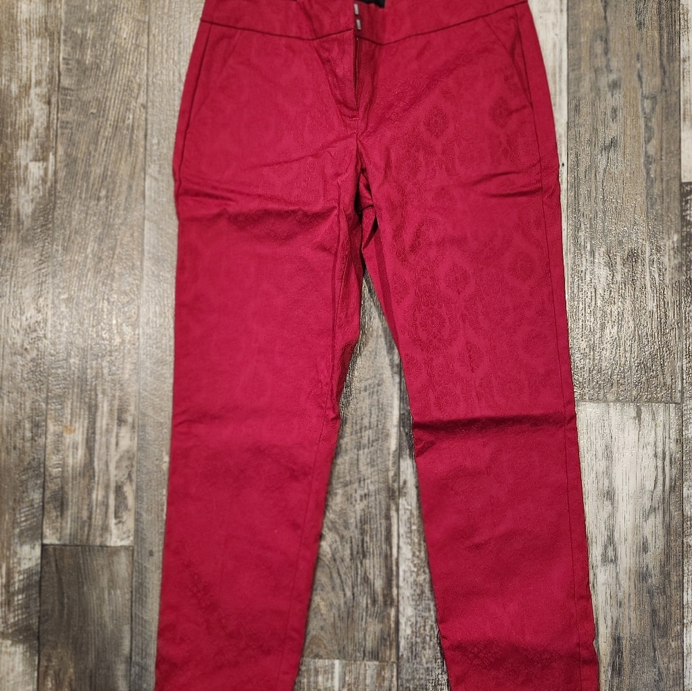 Talbots Petites Signature Red Jacquard Ankle Pants – Size 4P NEW - Picture 2 of 11
